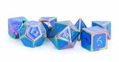 MDG: Metal Enamel Dice - Rainbow With Blue Enamel