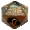 MDG: Mega Acrylic D20 - Combo Attack Black/Yellow W/ Gold Numbers -THE BOARD GAMER Sales 237704731