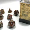 Chessex: Lustrous Gold W/silver Classic Polyhedral 7-Die Set -THE BOARD GAMER Sales 237712840