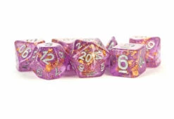 MDG: Resin Polyhedral Dice Set - Purple W/ Gold Foil