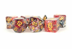 MDG: Resin Polyhedral Dice Set - Particle Dice- Red/Black