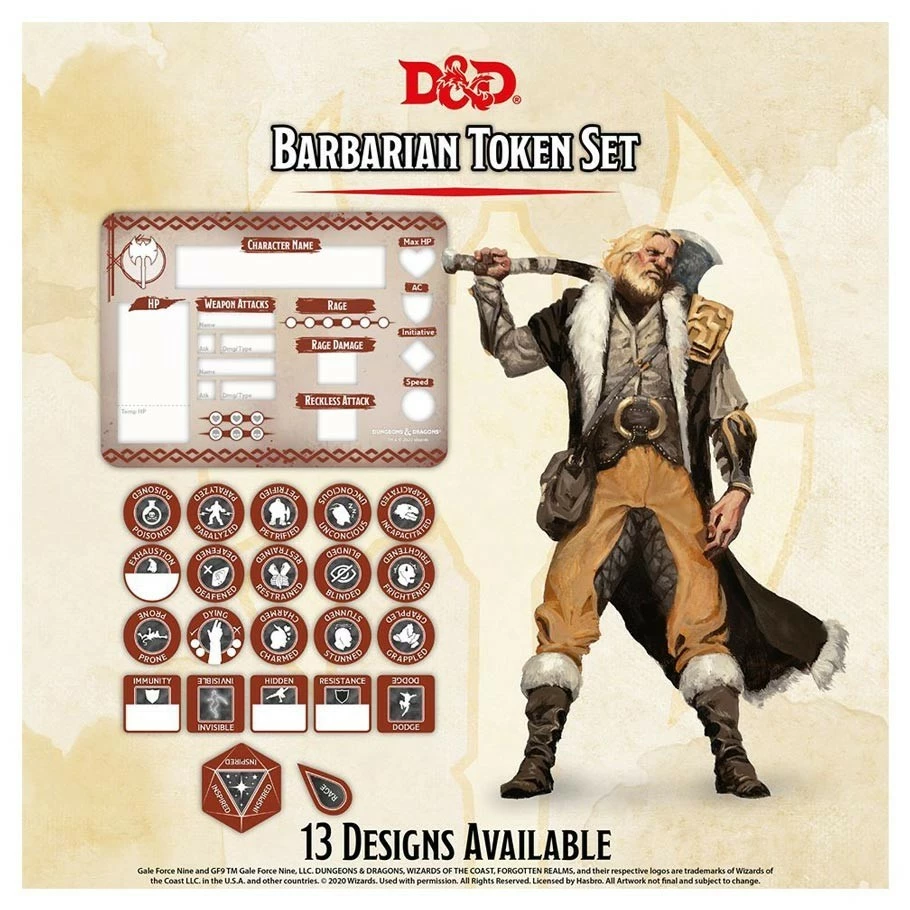 Dungeons & Dragons: Character Tokens - Barbarian Token Set 3 Dungeons & Dragons: Character Tokens - Barbarian Token Set
