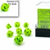 Chessex: Vortex Mini-Polyhedral Dice Set - Bright Green/Black -THE BOARD GAMER Sales 272043565