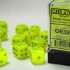 Chessex: Menagerie 16mm D6 - Electric Yellow/Green Vortex (12) -THE BOARD GAMER Sales 282805555