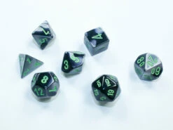 Chessex: Gemini Mini-Polyhedral Black-Grey/Green 7-Die Set