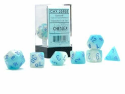 Chessex: Gemini Polyhedral Pearl Turquoise-White/Blue Luminary 7-Die Set
