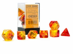 Chessex: Gemini Polyhedral Translucent Red-Yellow/Gold 7-Die Set